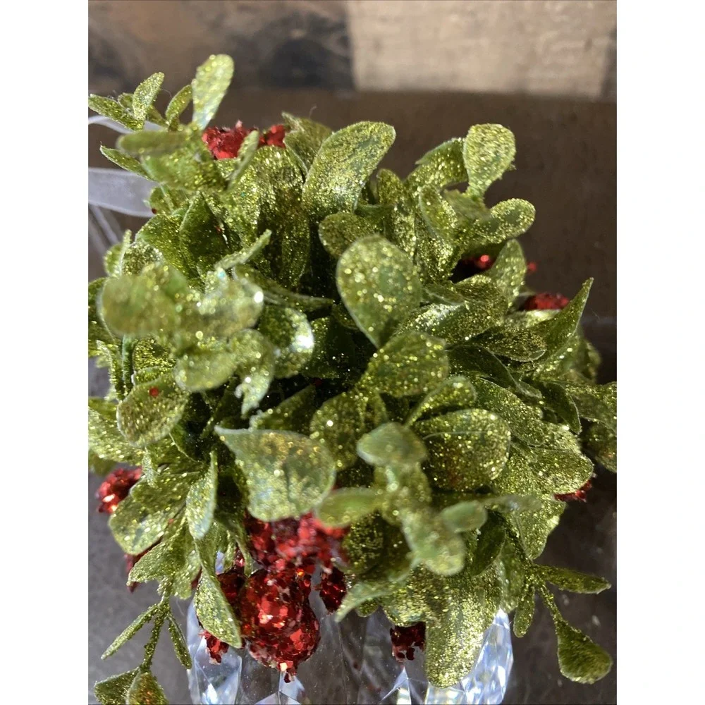 Ganz Christmas The Original Kissing Crystal Mistletoe Ornament Diamond Set‎ Of 2